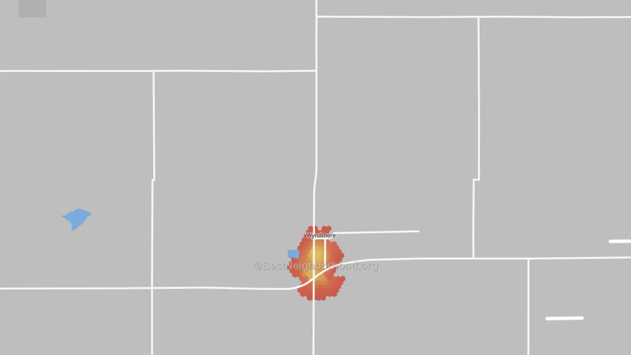 Walk Grade map of 58081, ND, walkable areas in green and car-dependent areas in red