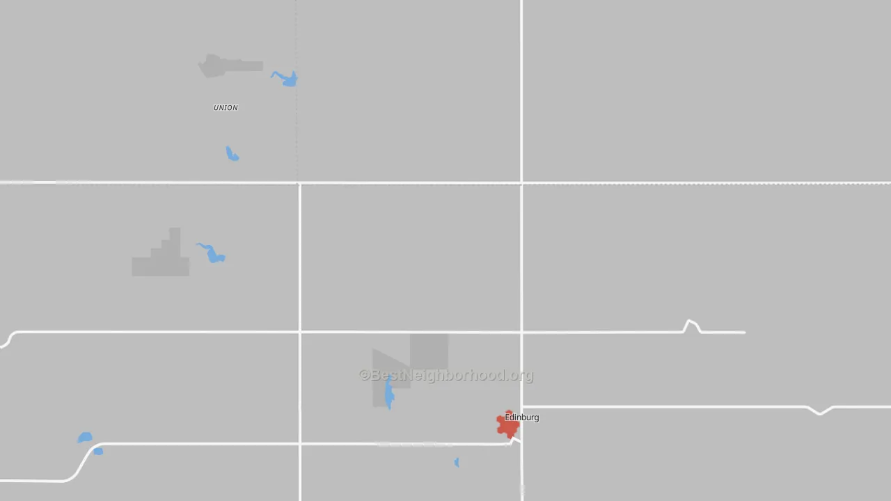 Walk Grade map of 58227, ND, walkable areas in green and car-dependent areas in red