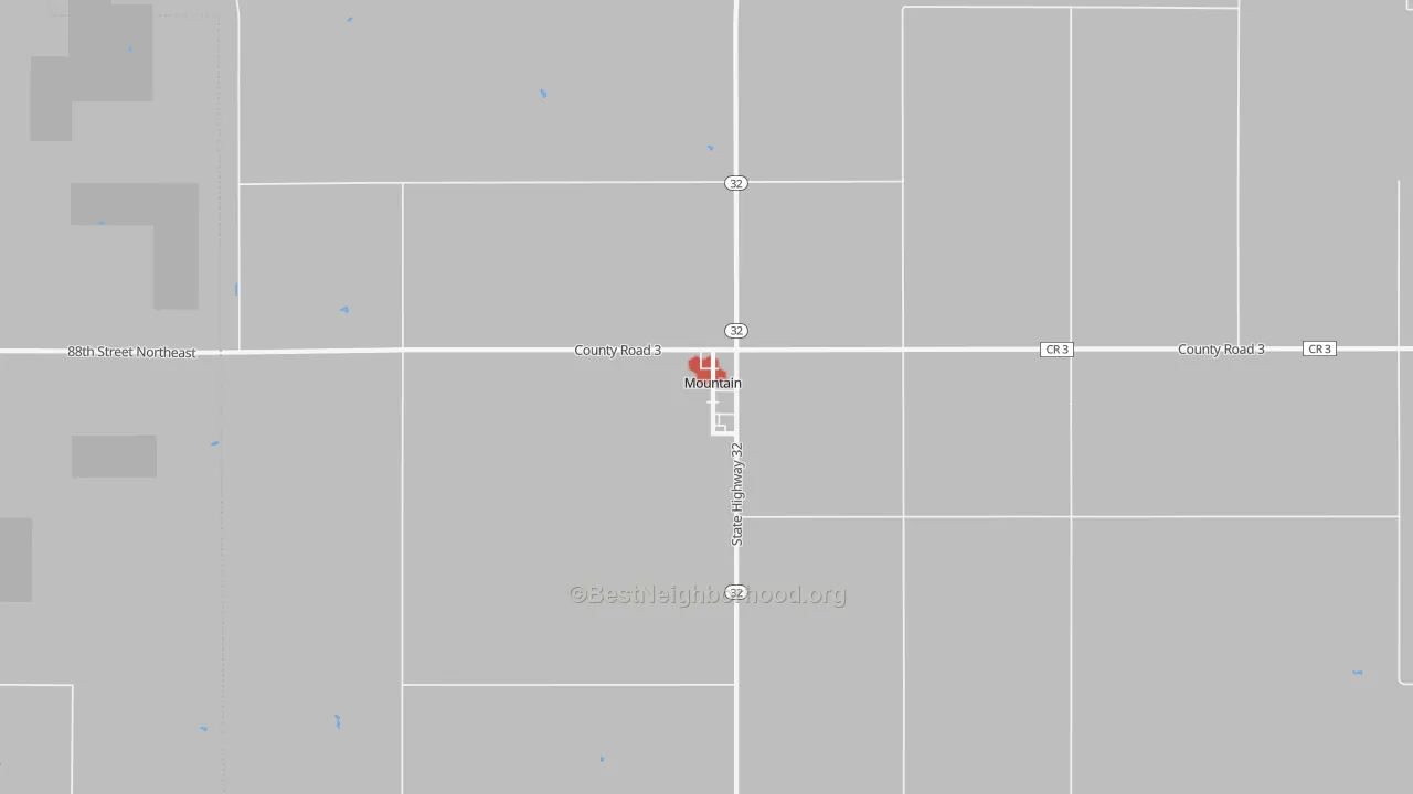 Walk Grade map of 58262, ND, walkable areas in green and car-dependent areas in red