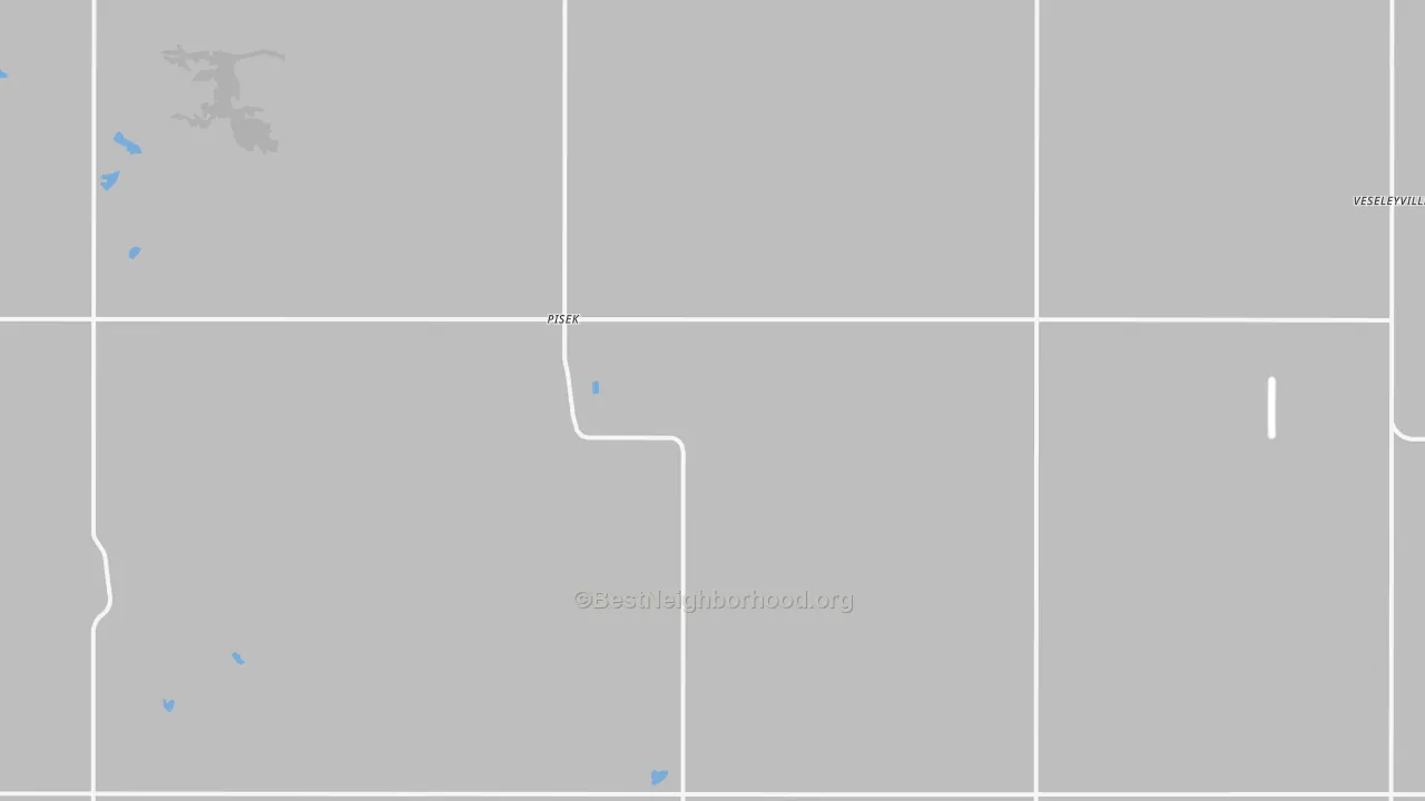 Walk Grade map of 58273, ND, walkable areas in green and car-dependent areas in red