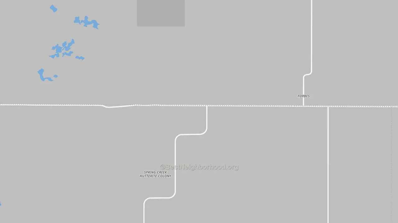 Walk Grade map of 58439, SD, walkable areas in green and car-dependent areas in red