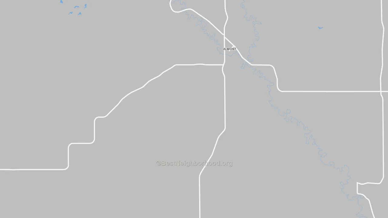 Walk Grade map of 58520, ND, walkable areas in green and car-dependent areas in red