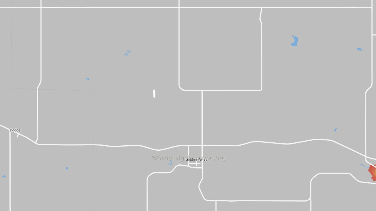 Walk Grade map of 58541, ND, walkable areas in green and car-dependent areas in red