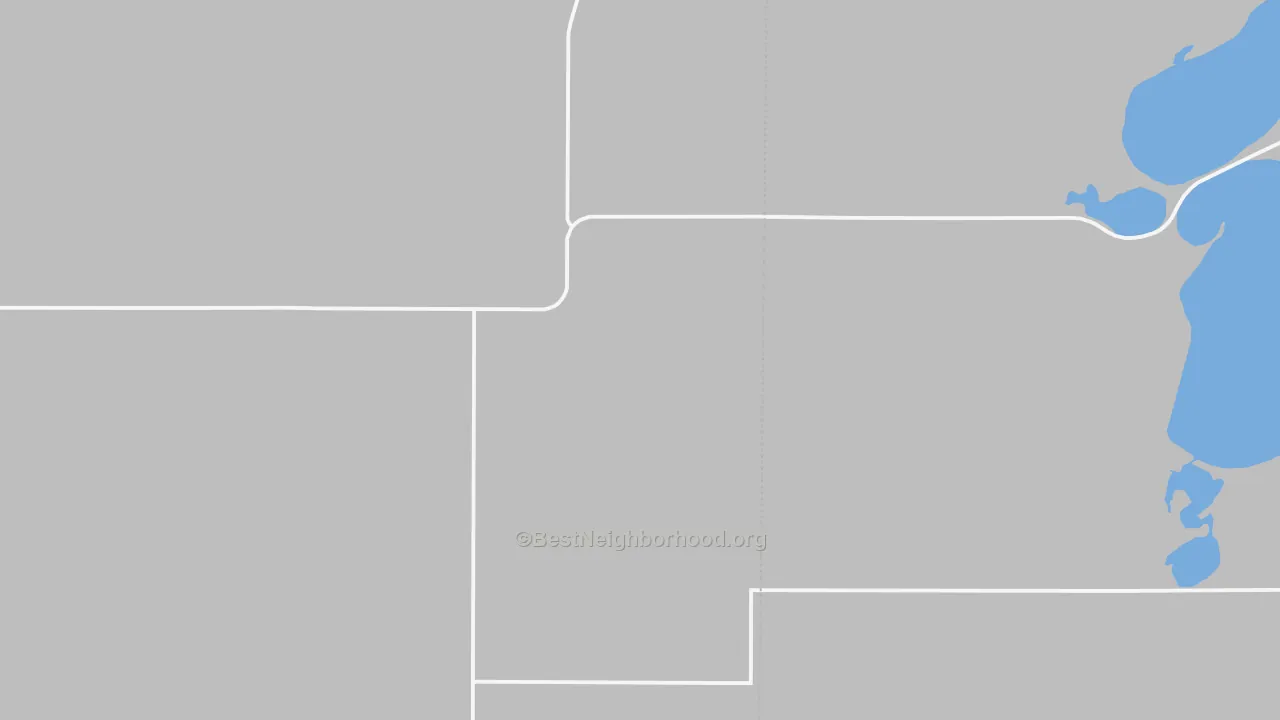 Walk Grade map of 58549, ND, walkable areas in green and car-dependent areas in red
