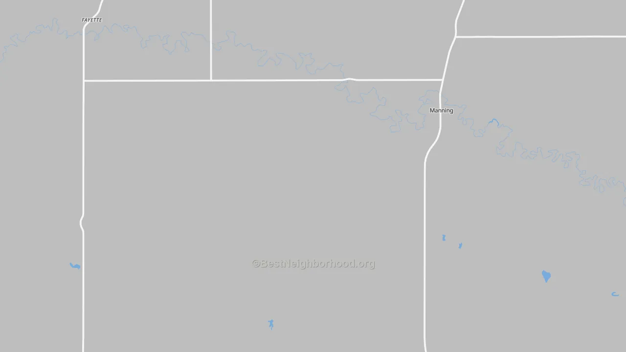 Walk Grade map of 58642, ND, walkable areas in green and car-dependent areas in red
