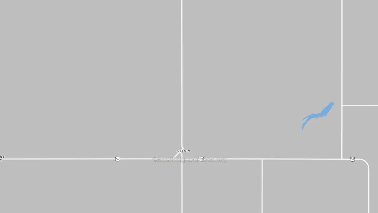 Walk Grade map of 58737, ND, walkable areas in green and car-dependent areas in red
