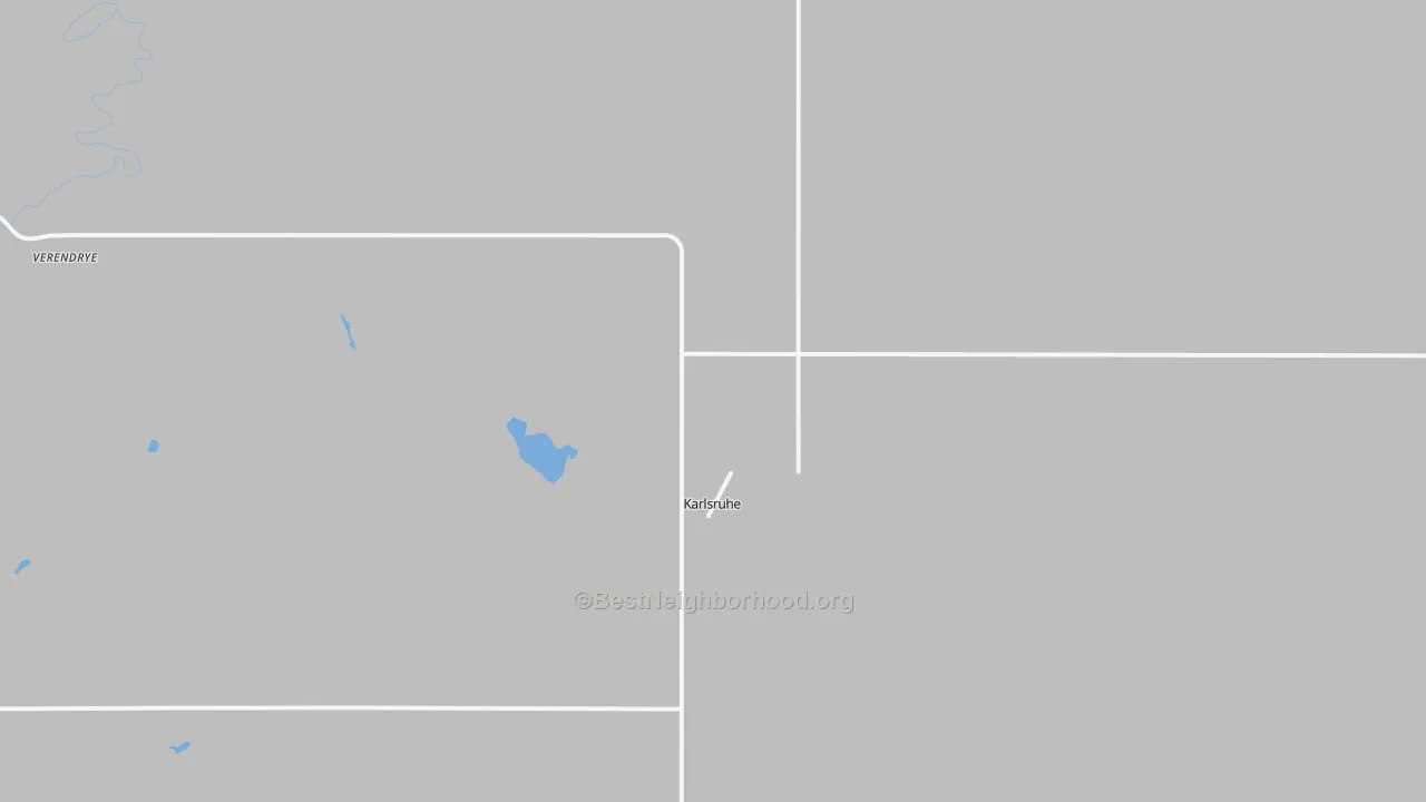 Walk Grade map of 58744, ND, walkable areas in green and car-dependent areas in red