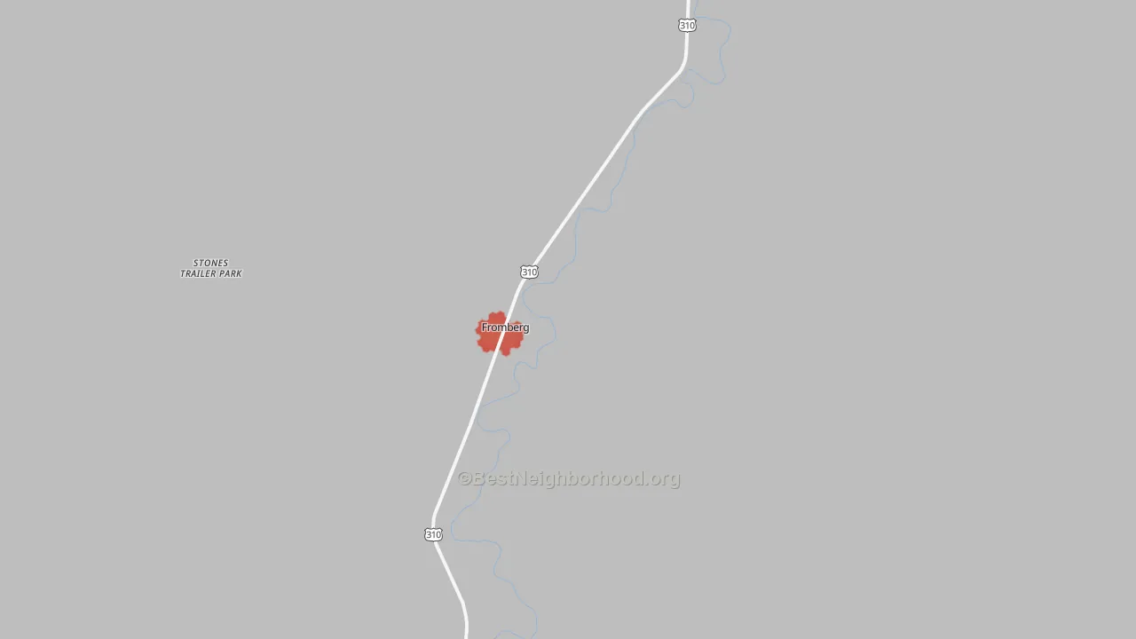 Walk Grade map of 59029, MT, walkable areas in green and car-dependent areas in red