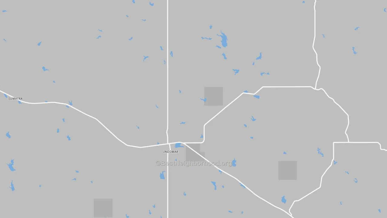 Walk Grade map of 59039, MT, walkable areas in green and car-dependent areas in red