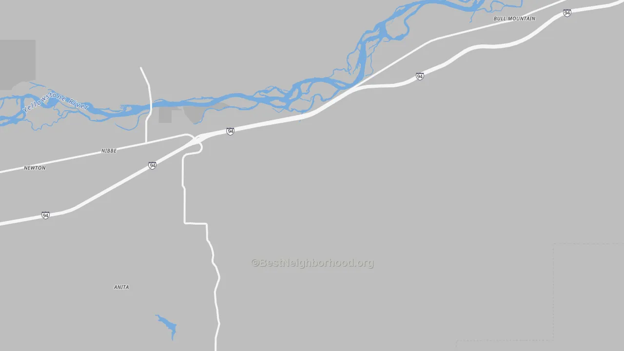 Walk Grade map of 59064, MT, walkable areas in green and car-dependent areas in red