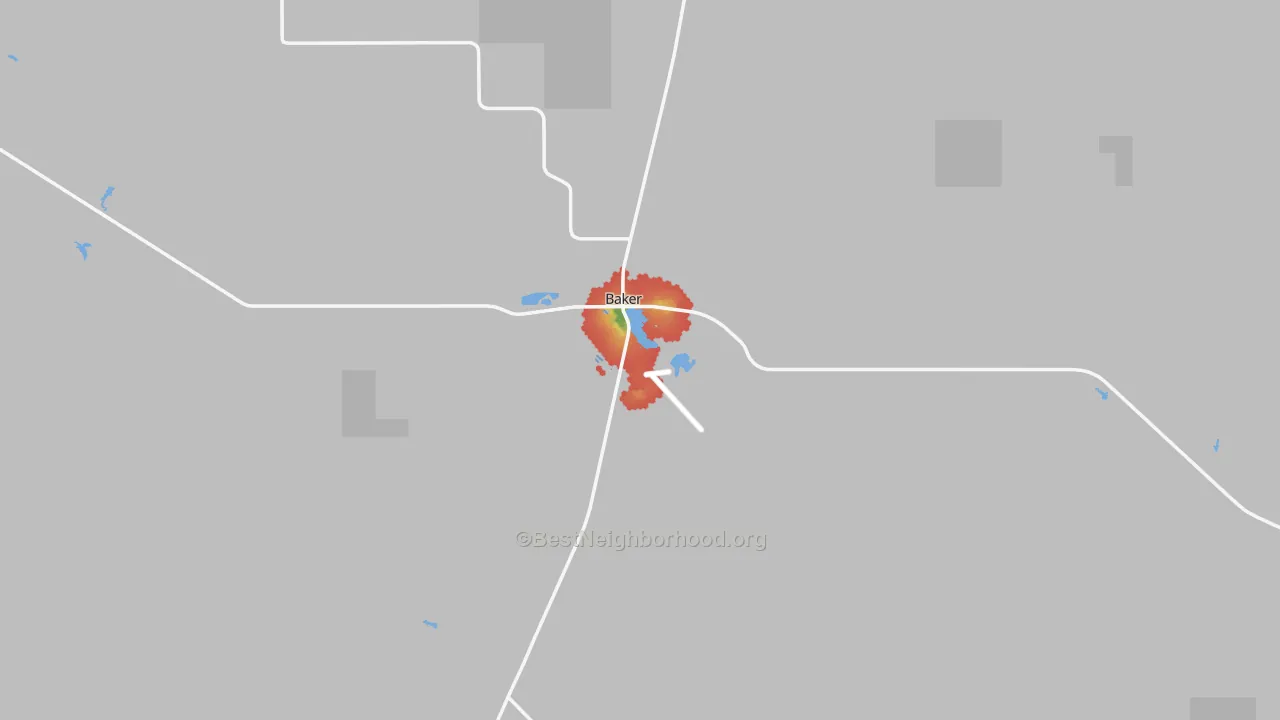Walk Grade map of 59313, MT, walkable areas in green and car-dependent areas in red
