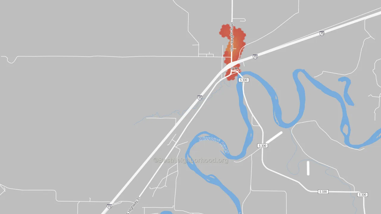 Walk Grade map of 59485, MT, walkable areas in green and car-dependent areas in red