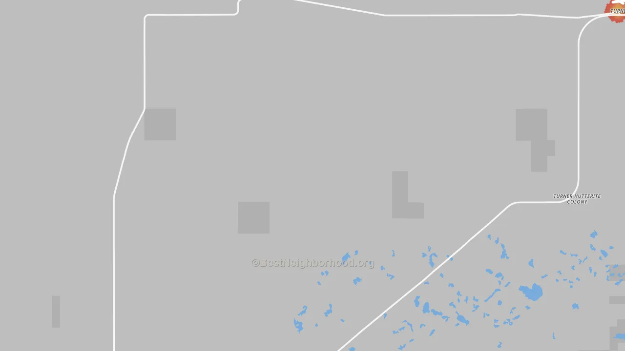 Walk Grade map of 59529, MT, walkable areas in green and car-dependent areas in red