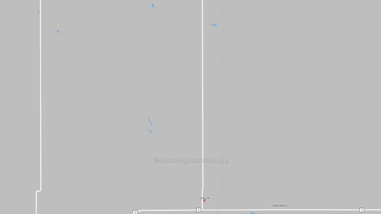 Walk Grade map of 59531, MT, walkable areas in green and car-dependent areas in red