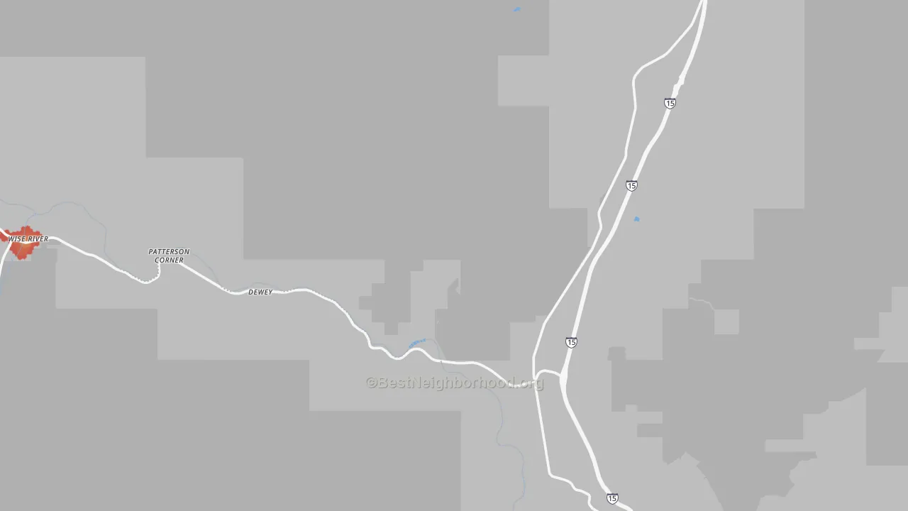 Walk Grade map of 59727, MT, walkable areas in green and car-dependent areas in red