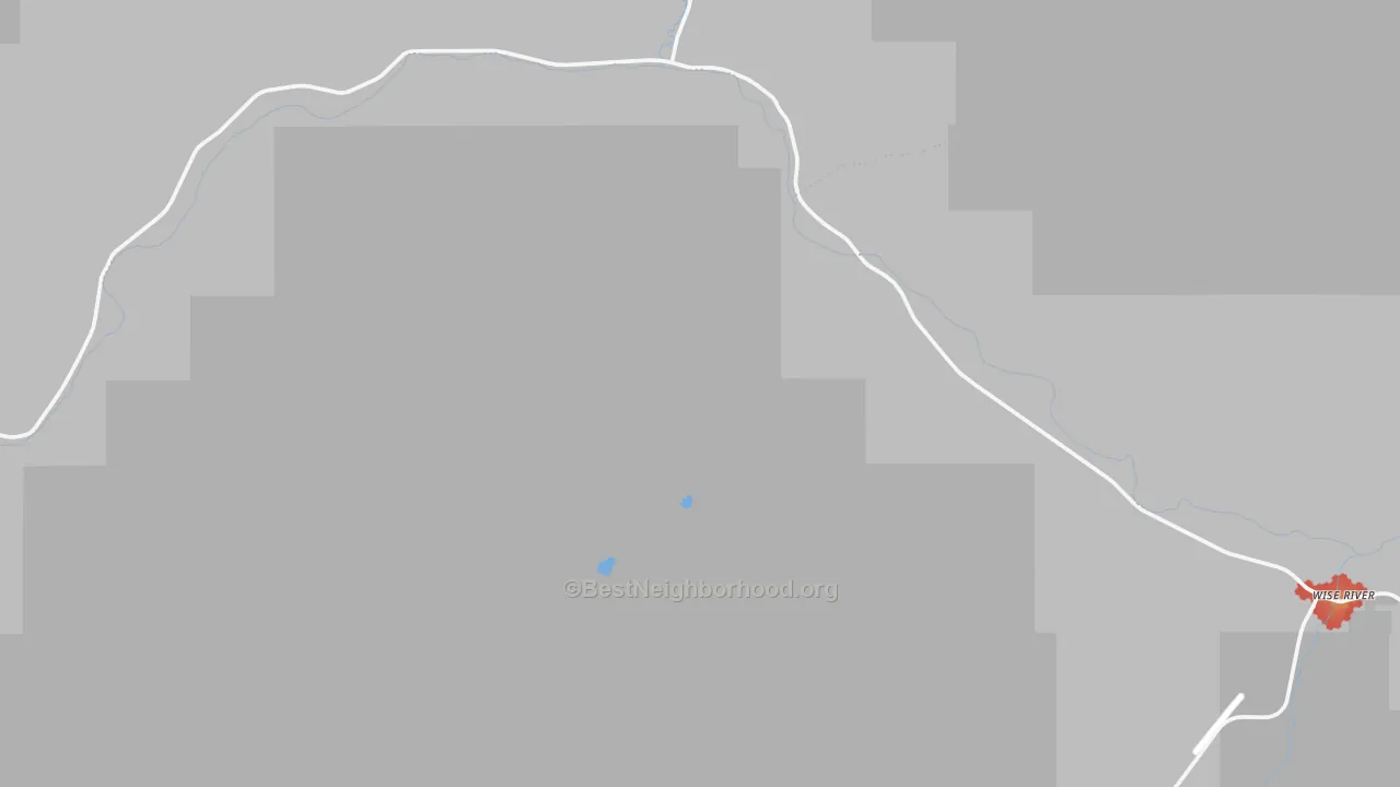 Walk Grade map of 59762, MT, walkable areas in green and car-dependent areas in red