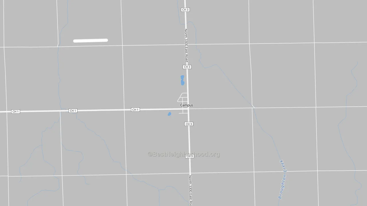 Walk Grade map of 60920, IL, walkable areas in green and car-dependent areas in red