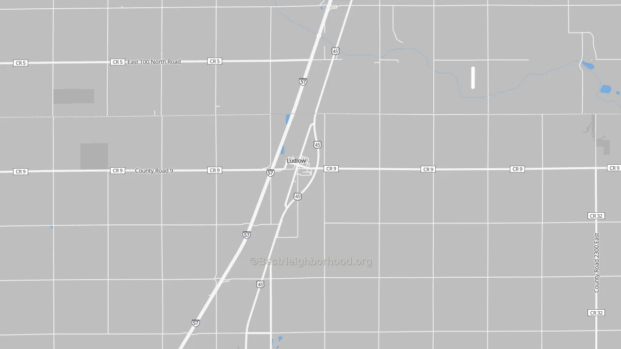Walk Grade map of 60949, IL, walkable areas in green and car-dependent areas in red