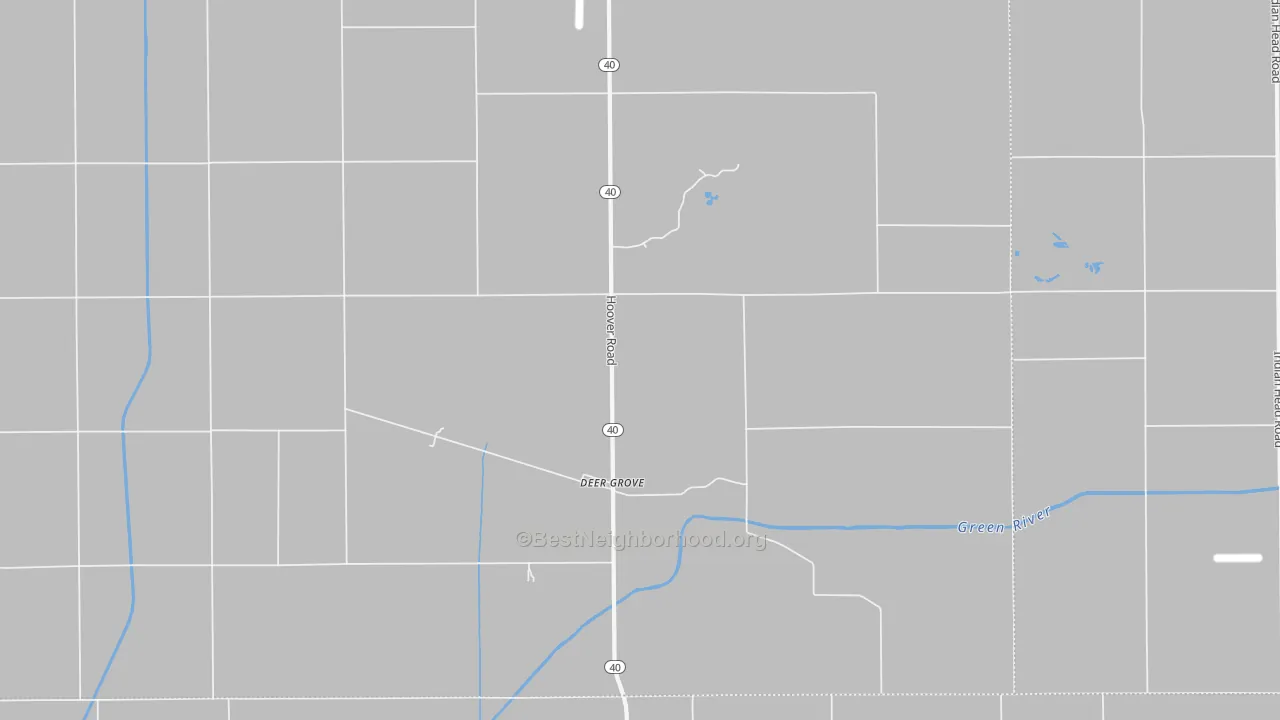 Walk Grade map of 61243, IL, walkable areas in green and car-dependent areas in red