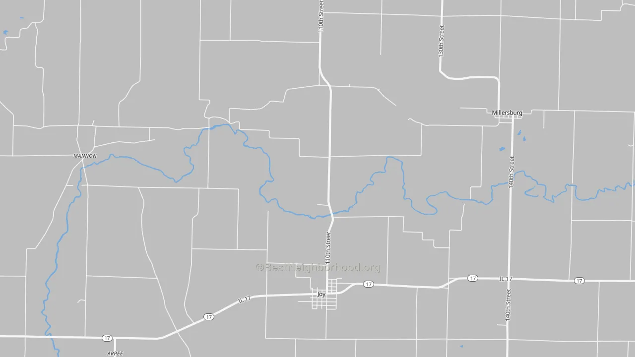 Walk Grade map of 61260, IL, walkable areas in green and car-dependent areas in red