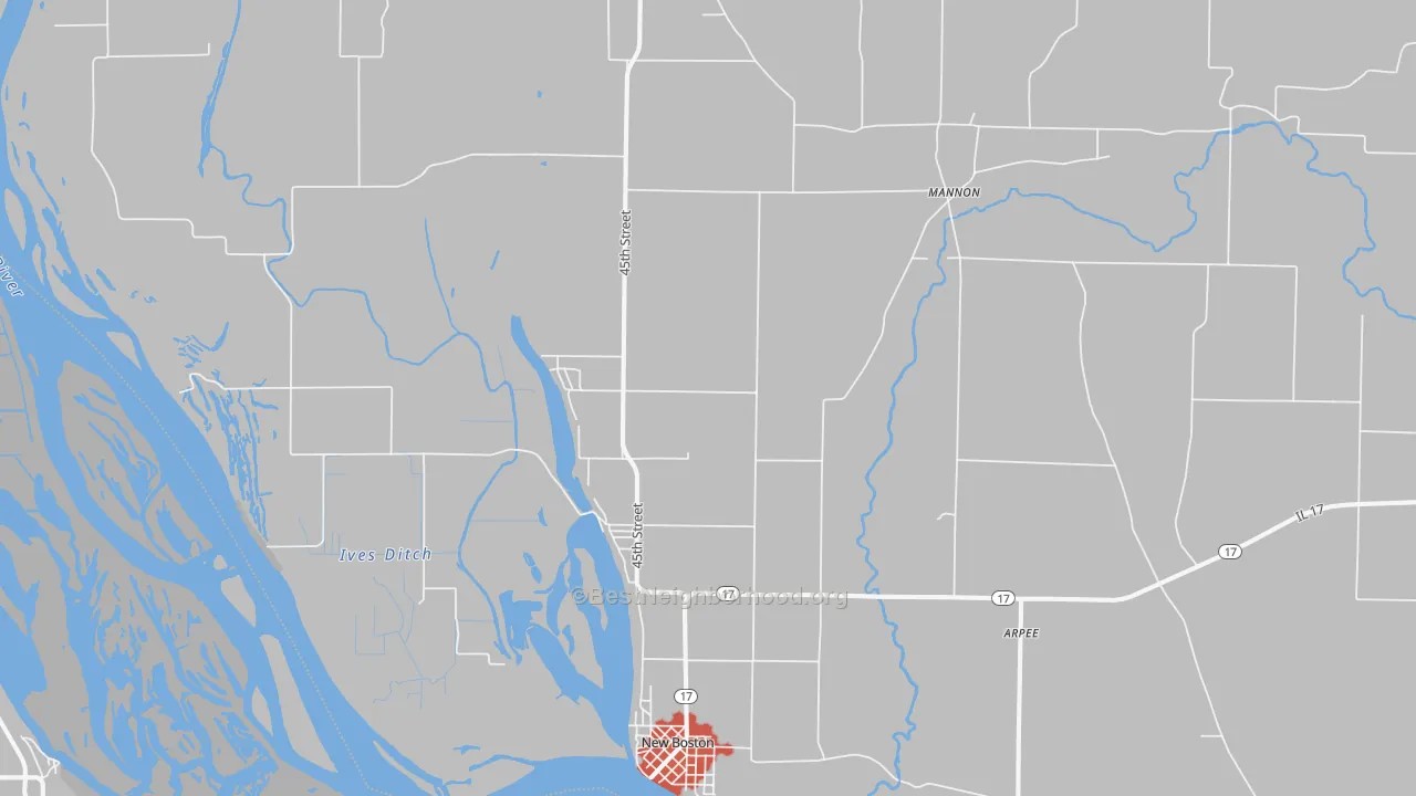 Walk Grade map of 61272, IL, walkable areas in green and car-dependent areas in red