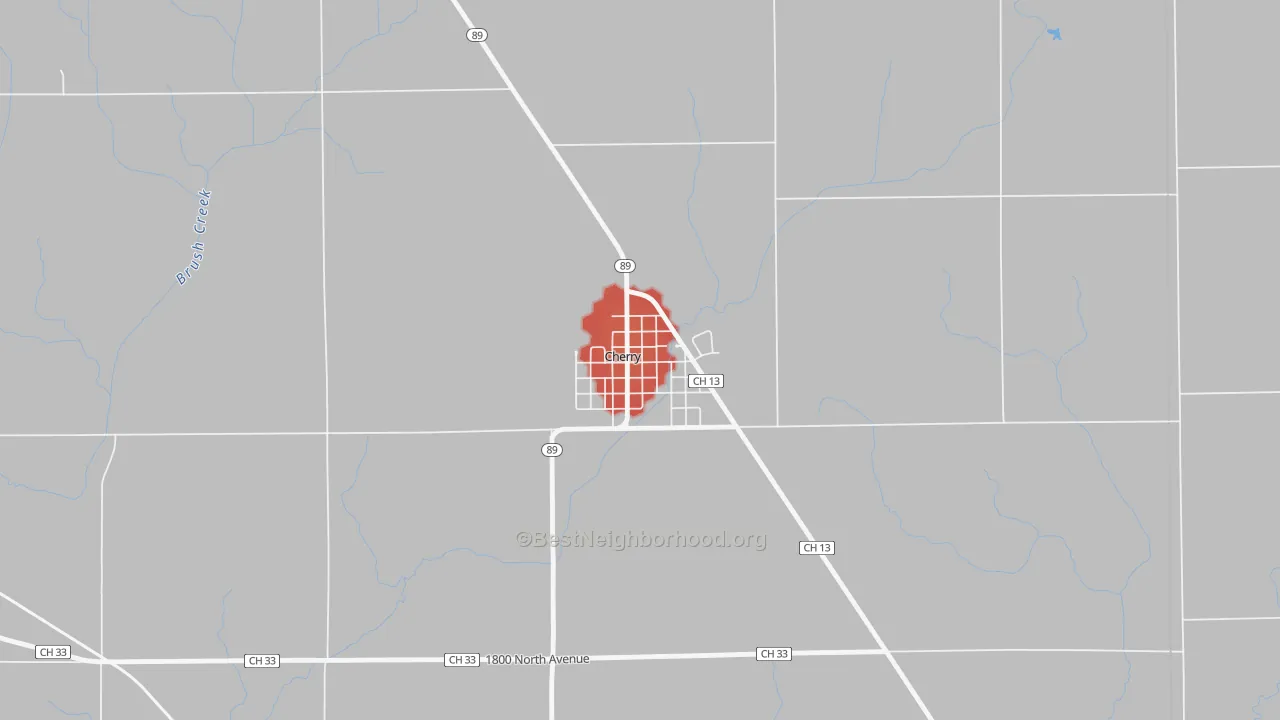 Walk Grade map of 61317, IL, walkable areas in green and car-dependent areas in red