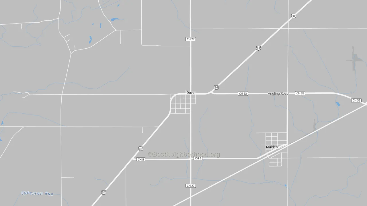 Walk Grade map of 61323, IL, walkable areas in green and car-dependent areas in red
