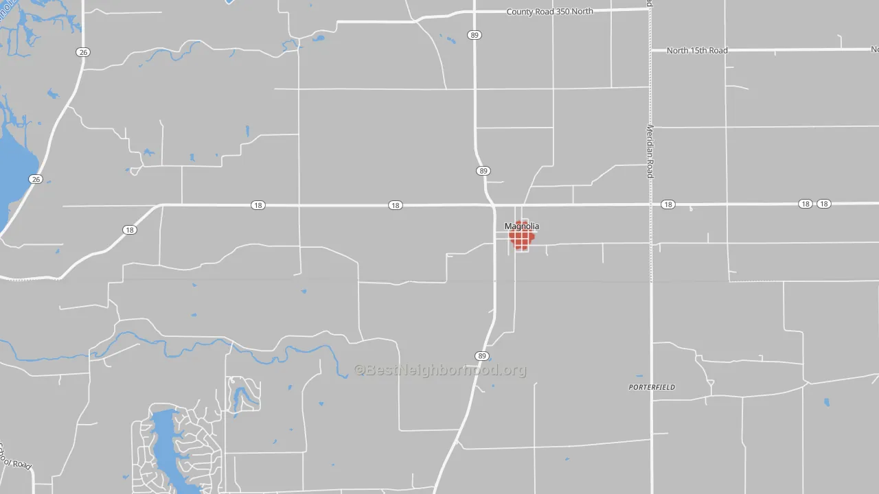 Walk Grade map of 61336, IL, walkable areas in green and car-dependent areas in red