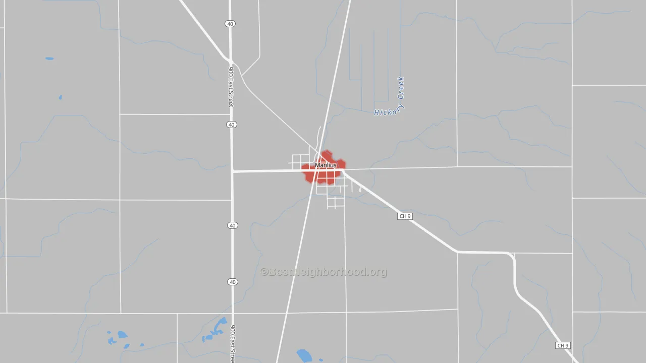 Walk Grade map of 61338, IL, walkable areas in green and car-dependent areas in red