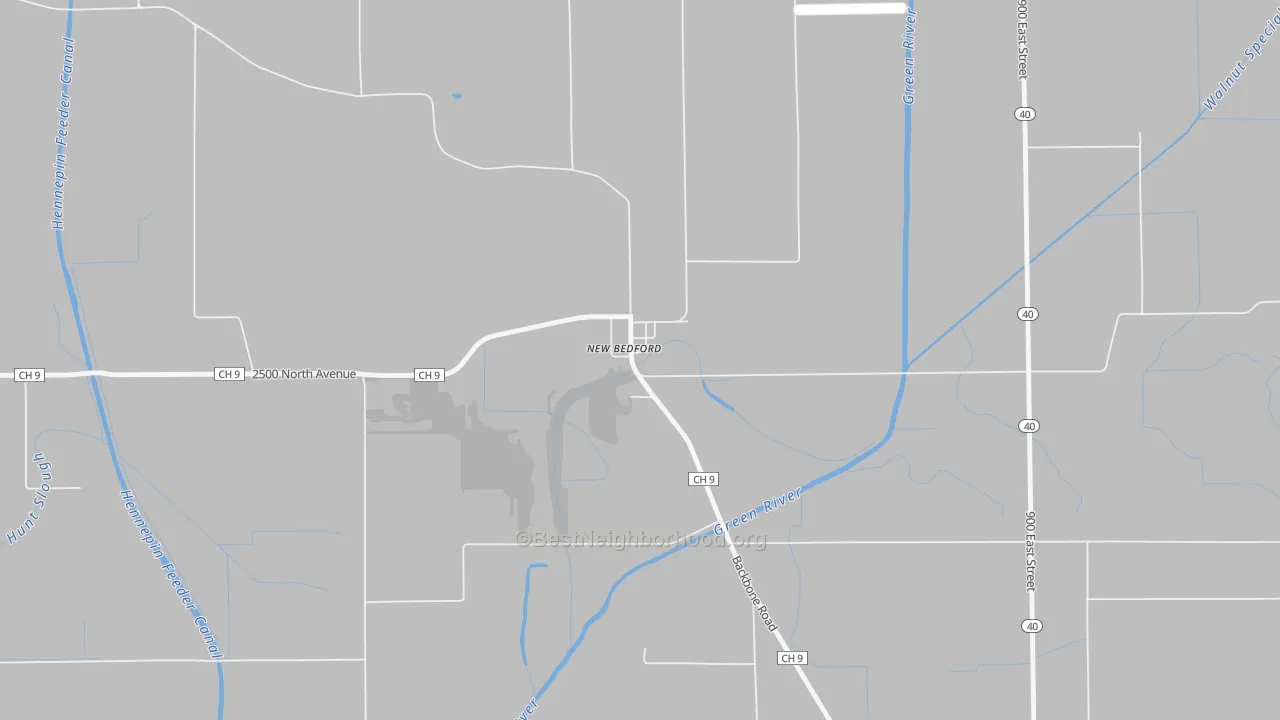 Walk Grade map of 61346, IL, walkable areas in green and car-dependent areas in red