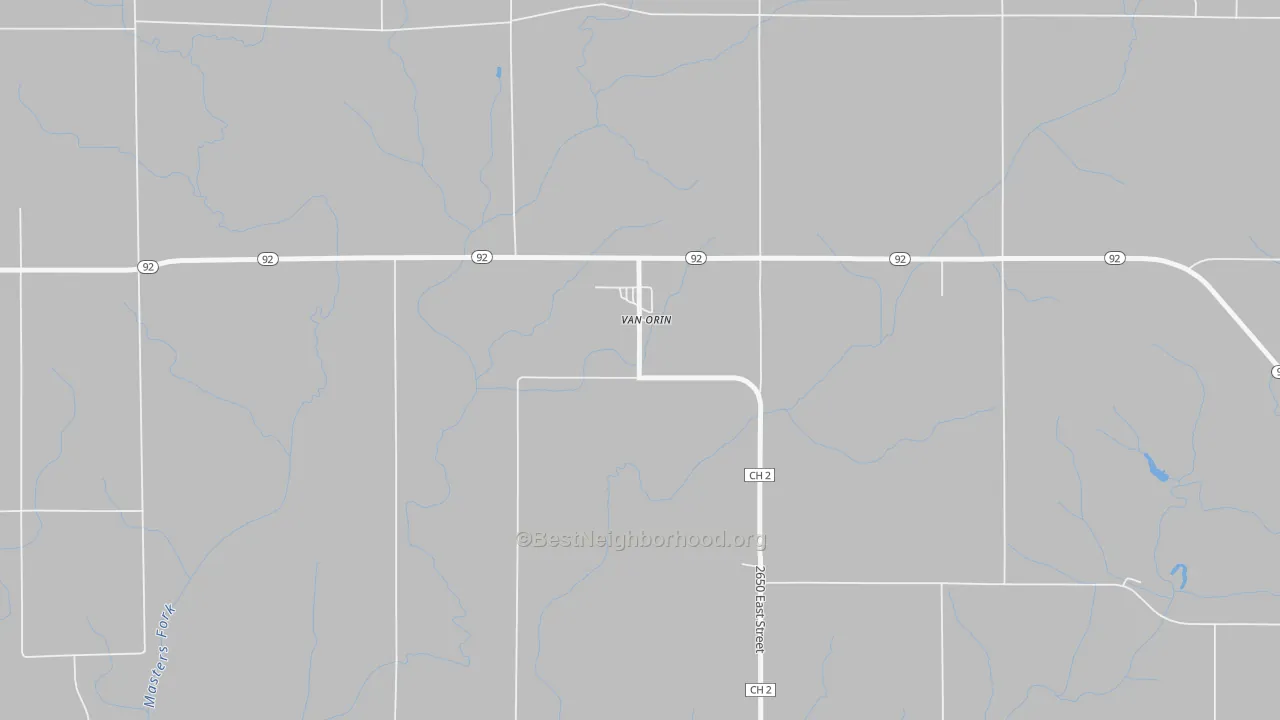 Walk Grade map of 61374, IL, walkable areas in green and car-dependent areas in red