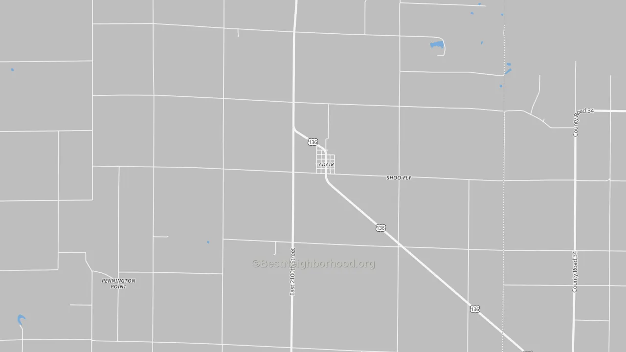 Walk Grade map of 61411, IL, walkable areas in green and car-dependent areas in red
