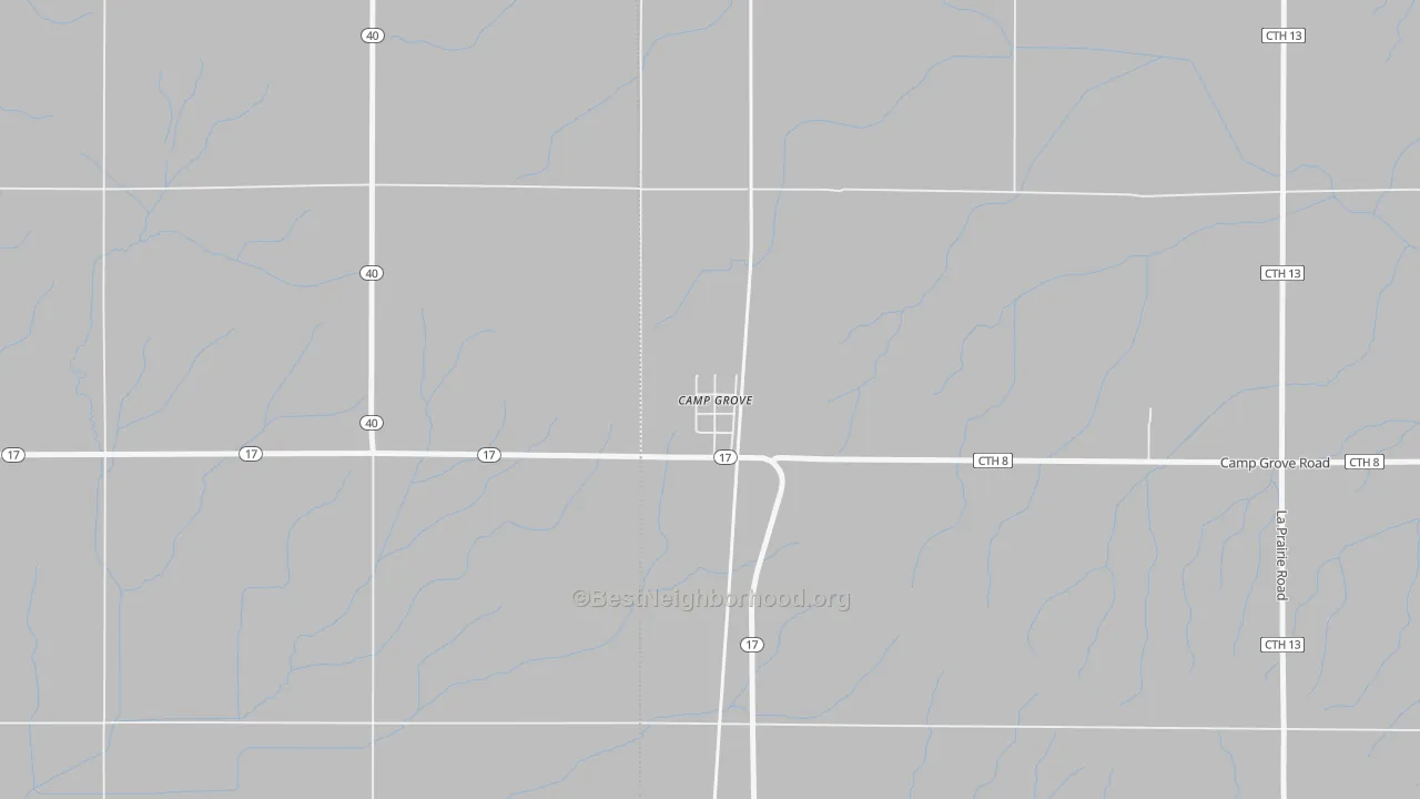 Walk Grade map of 61424, IL, walkable areas in green and car-dependent areas in red