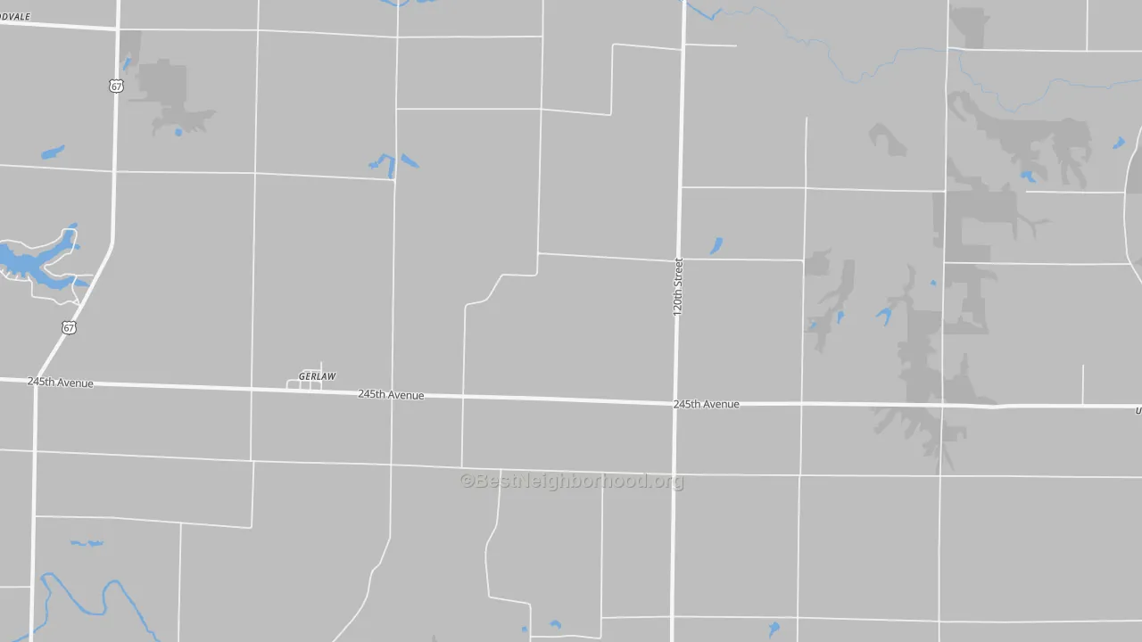Walk Grade map of 61435, IL, walkable areas in green and car-dependent areas in red