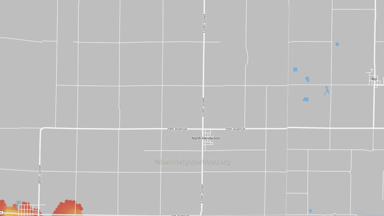 Walk Grade map of 61466, IL, walkable areas in green and car-dependent areas in red