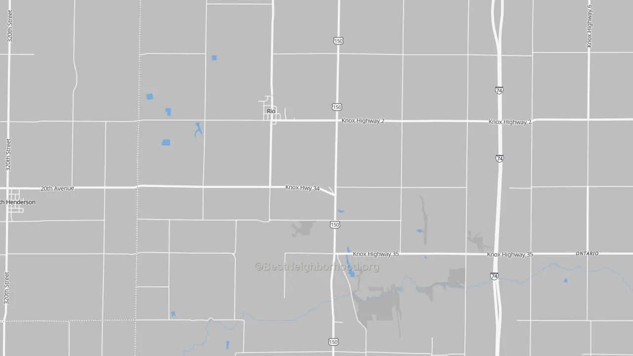 Walk Grade map of 61472, IL, walkable areas in green and car-dependent areas in red