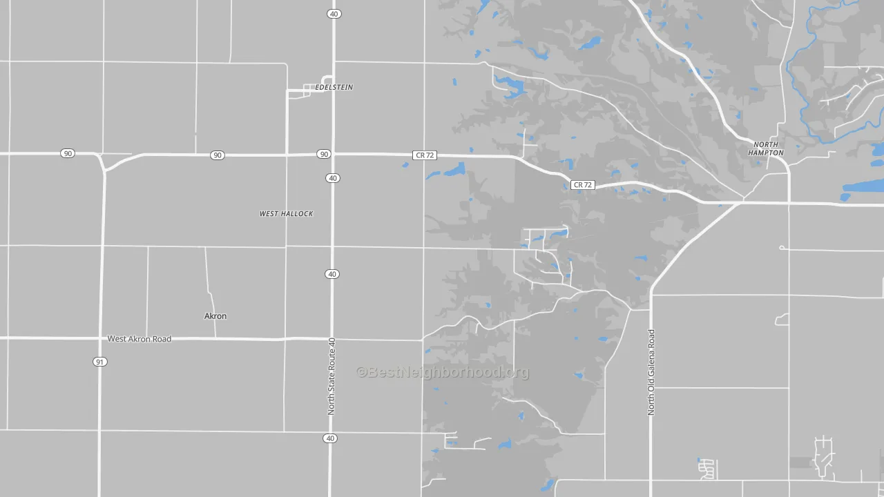 Walk Grade map of 61526, IL, walkable areas in green and car-dependent areas in red