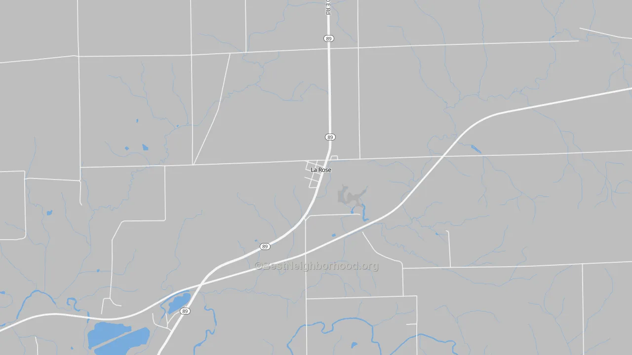 Walk Grade map of 61541, IL, walkable areas in green and car-dependent areas in red