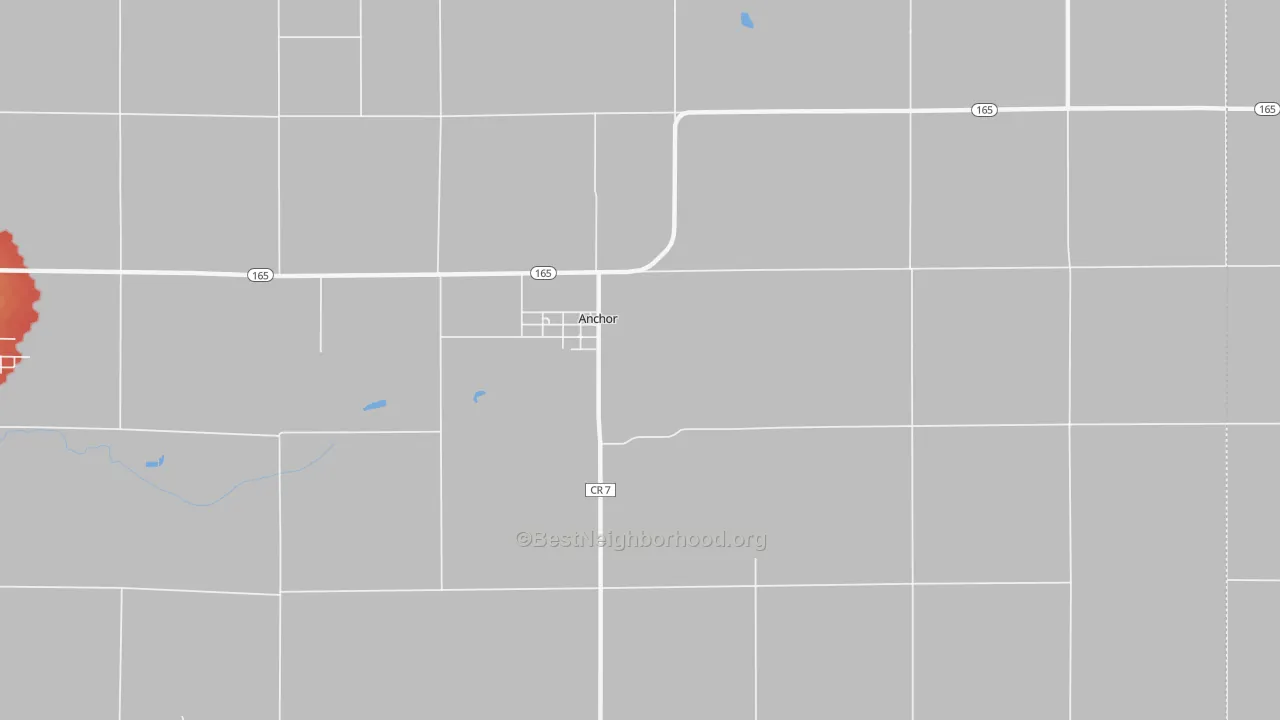 Walk Grade map of 61720, IL, walkable areas in green and car-dependent areas in red