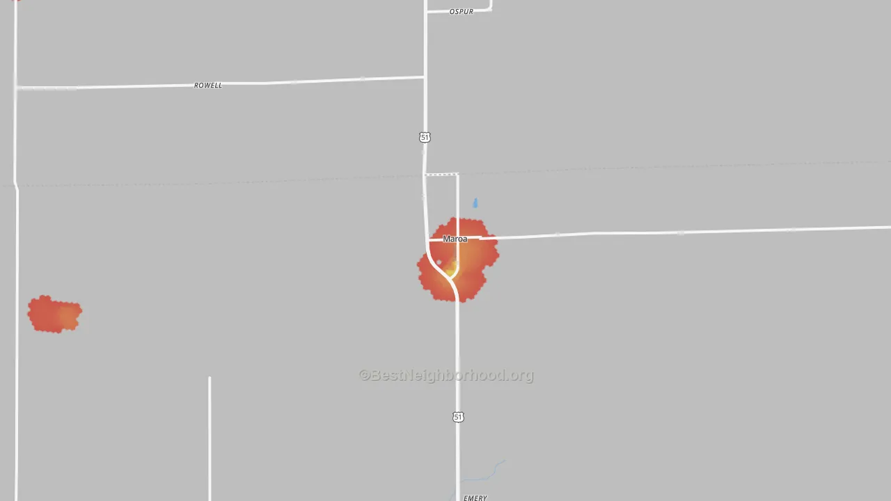Walk Grade map of 61756, IL, walkable areas in green and car-dependent areas in red