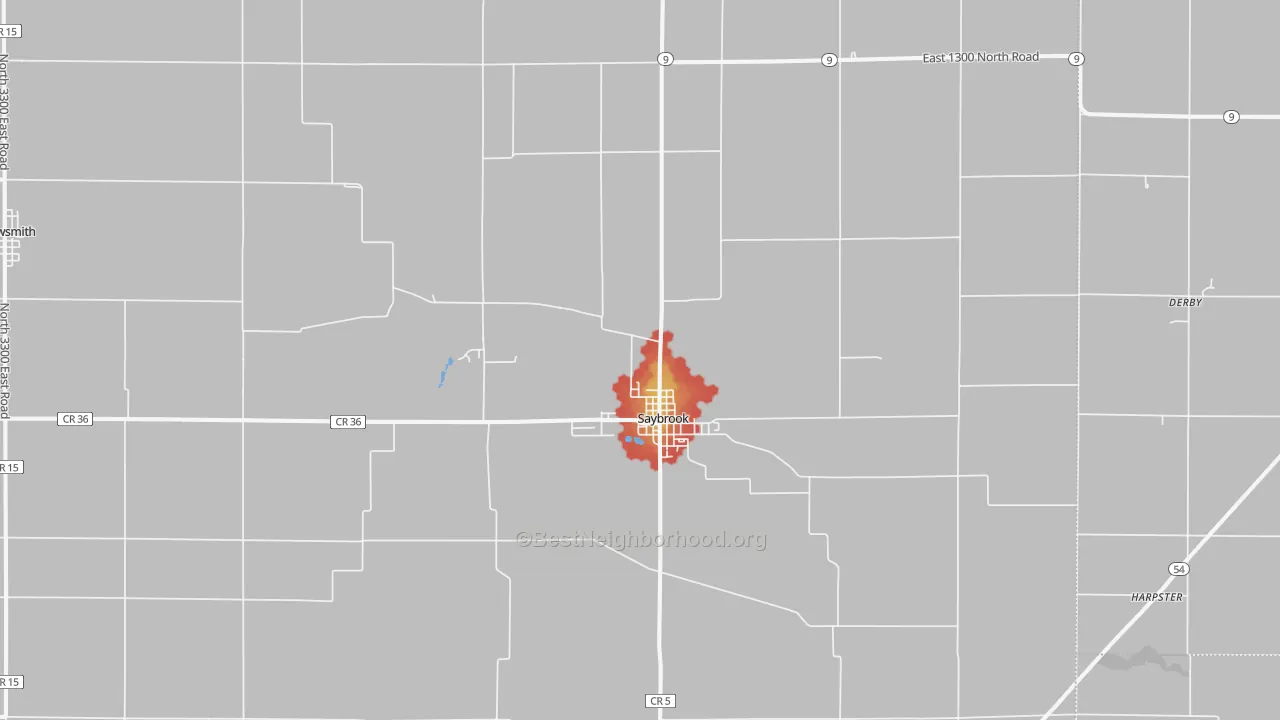 Walk Grade map of 61770, IL, walkable areas in green and car-dependent areas in red