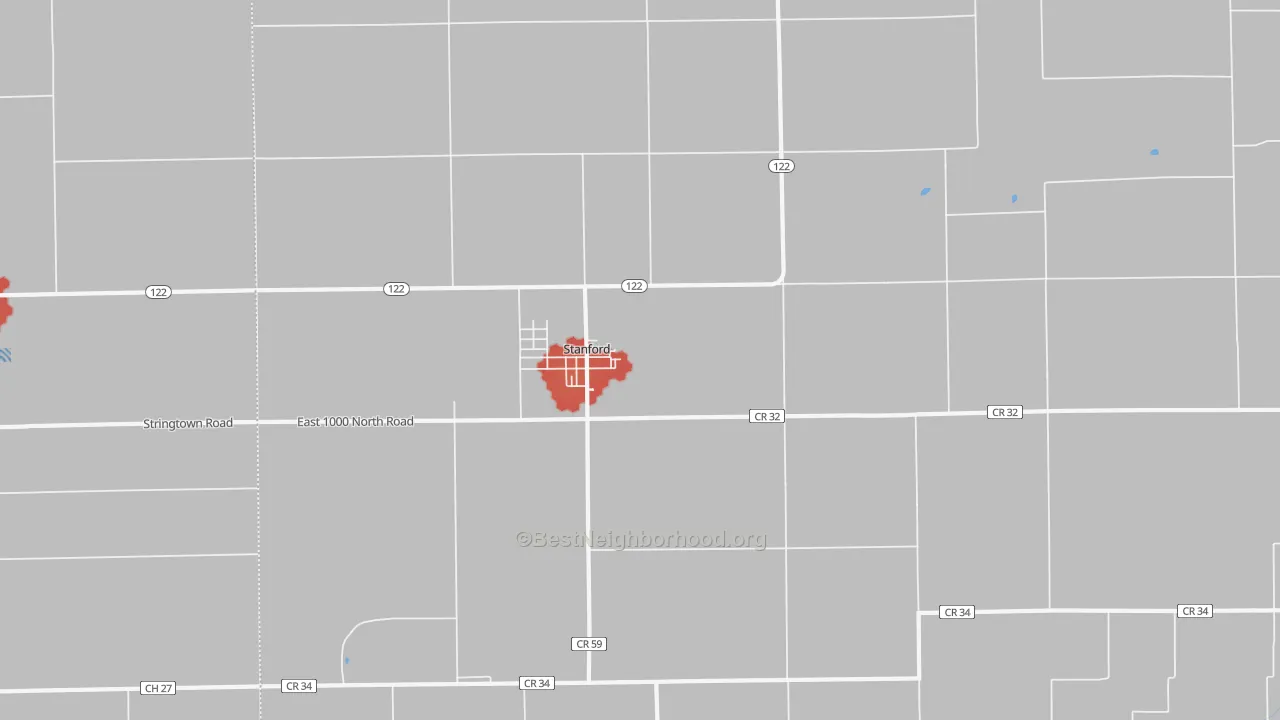 Walk Grade map of 61774, IL, walkable areas in green and car-dependent areas in red