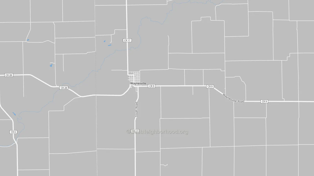 Walk Grade map of 61778, IL, walkable areas in green and car-dependent areas in red