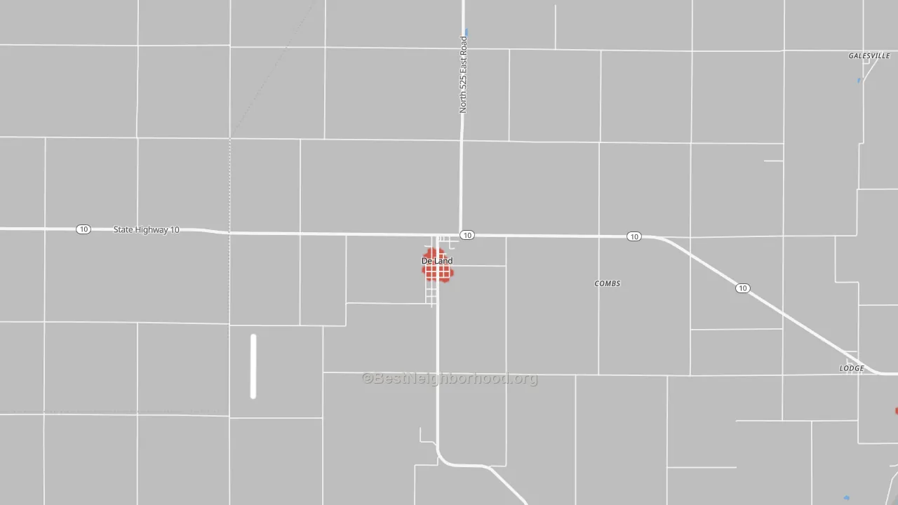 Walk Grade map of 61839, IL, walkable areas in green and car-dependent areas in red