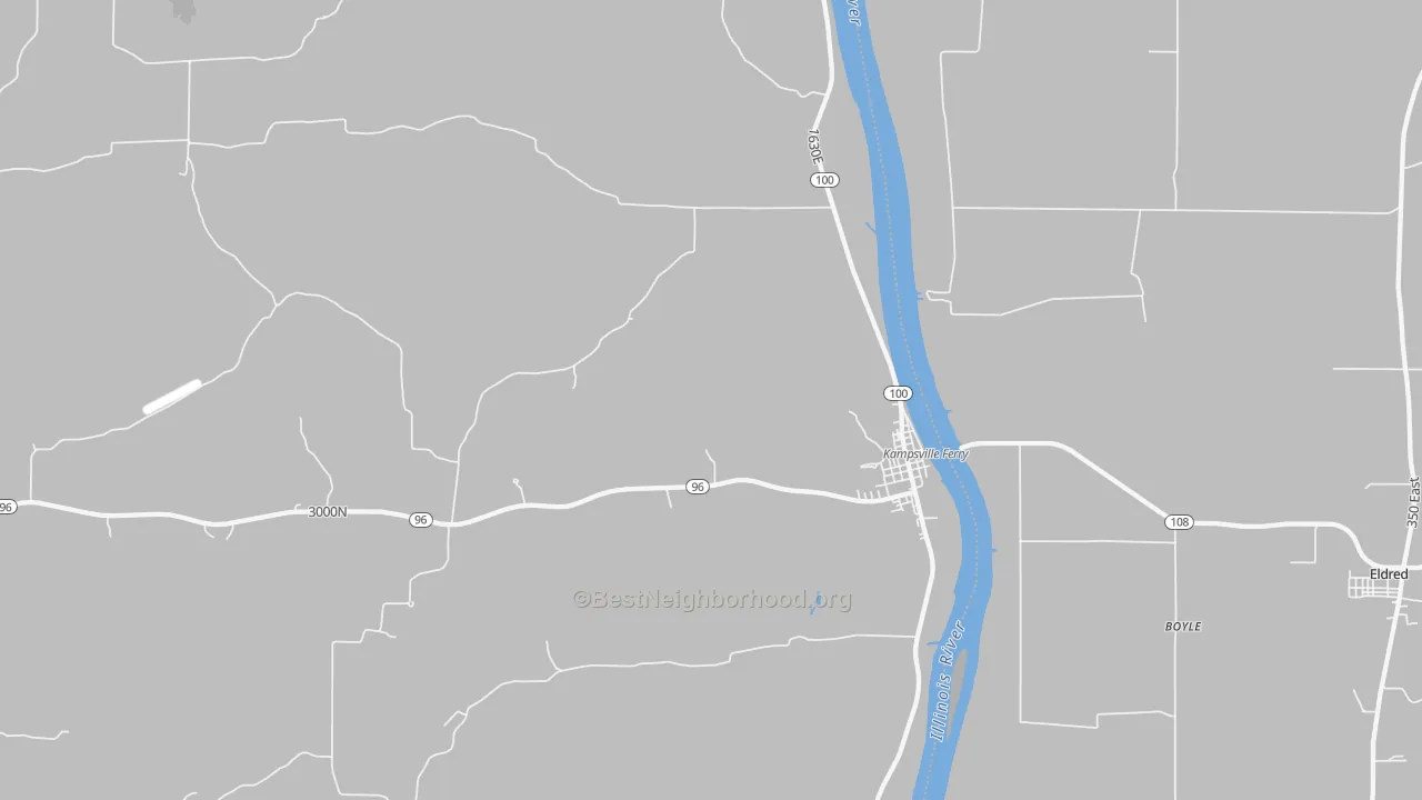 Walk Grade map of 62053, IL, walkable areas in green and car-dependent areas in red