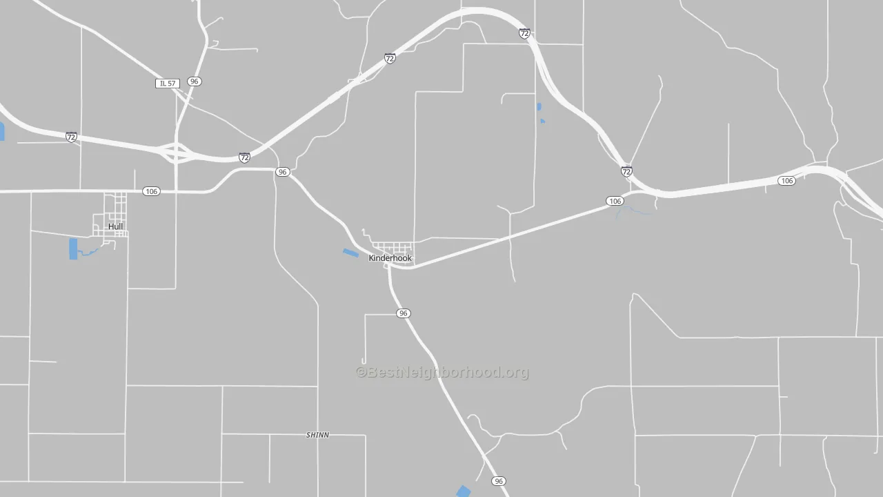 Walk Grade map of 62345, IL, walkable areas in green and car-dependent areas in red