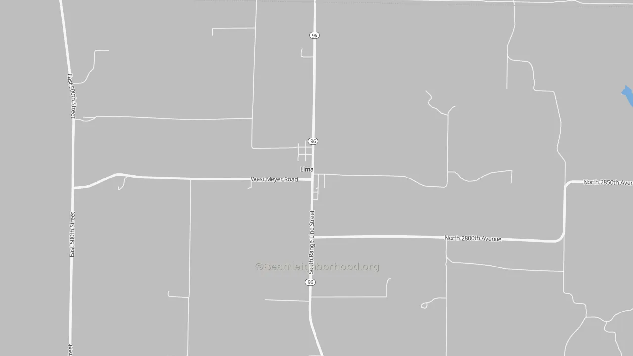 Walk Grade map of 62348, IL, walkable areas in green and car-dependent areas in red