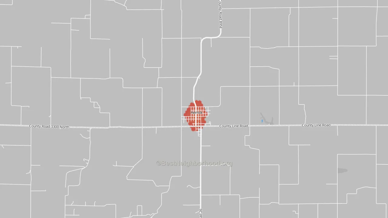 Walk Grade map of 62431, IL, walkable areas in green and car-dependent areas in red