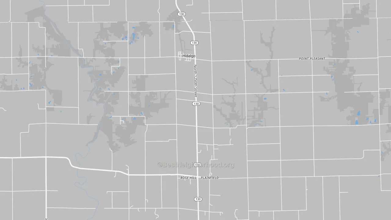 Walk Grade map of 62432, IL, walkable areas in green and car-dependent areas in red