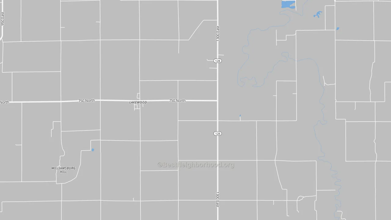 Walk Grade map of 62438, IL, walkable areas in green and car-dependent areas in red
